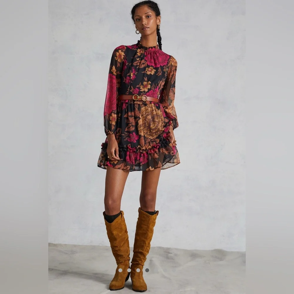 Anthropologie Porridge Puff-Sleeved Floral Mini Dress - Picture 2 of 16